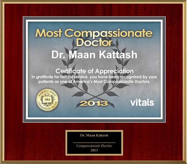 MOST COMPASSIONATE DOCTOR AWARD 2013: Awarded to Dr. Maan Kattash, M.D., Plastic Surgeon