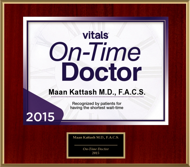 ON TIME DOCTOR AWARD 2015: Awarded to Dr. Maan Kattash, M.D., Plastic Surgeon